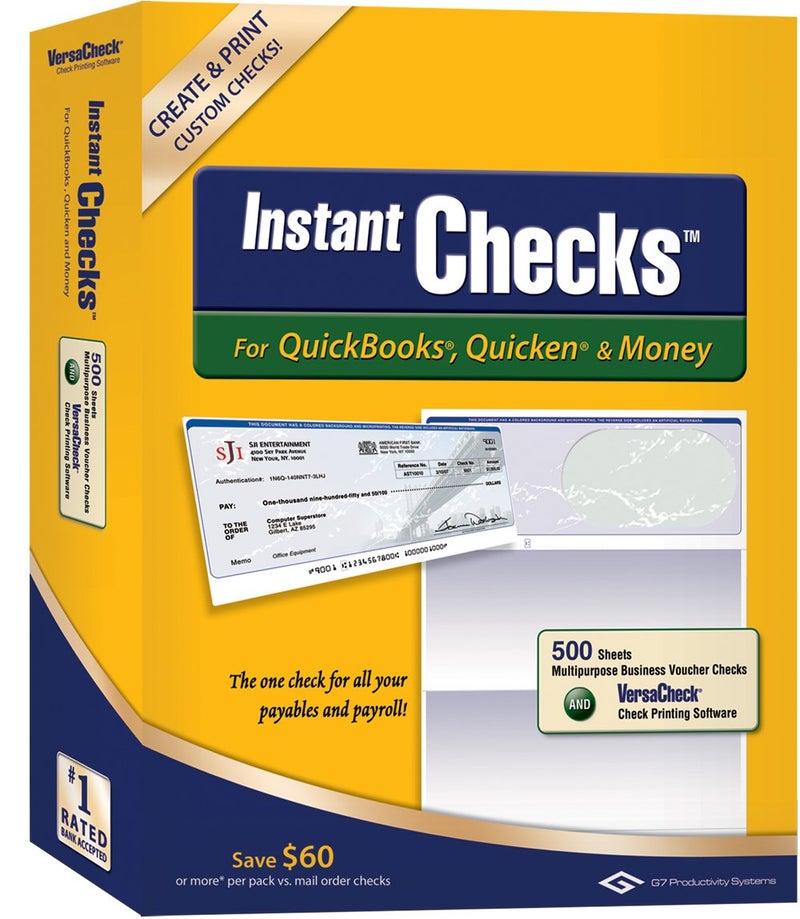 Instant Checks for QuickBooks  Quicken & Money: Form #1000 Business Voucher - Green Prestige 500pk